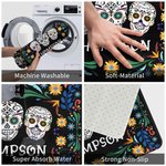 Felpudo de calavera de azúcar floral mexicano personalizado con nombre Antideslizante Decoración para el hogar Día de los Muertos Regalo de inauguración para un amigo de la familia