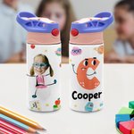 Bouteille Isotherme 350ml Personnalisée avec Photo de Visage Initiale Nom Cadeau Anniversaire Retour à l'École pour Enfant