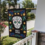 Henkilökohtainen meksikolainen kukka sokerikallo Garden Flag nimi pihalla kuisti sisustus Day of the Dead lahja perheen puutarhanhoito rakastaja