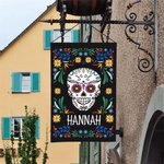 Henkilökohtainen meksikolainen kukka sokerikallo Garden Flag nimi pihalla kuisti sisustus Day of the Dead lahja perheen puutarhanhoito rakastaja