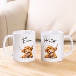 Personalized Funny Highland Cow Ceramic 11oz Mug with Name Birthday Gift for Cow Lovers