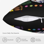 Personalised Mexican Floral Sugar Skull Throw Pillow Cover with Name Gothic Home Decor Day of the Dead Gift for Family
