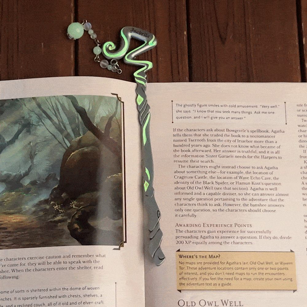 Personalised Luminous Staff Beads Bookmark with Name Birthday Fantasy Gift for Book Lovers