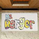 Personalized Cute Apple Pencil Doodle Letters Non-Slip Doormat with Title and Name Teacher Appreciation Back To School Gift for Teacher