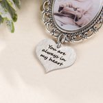 Personalized Cardinal Bird Bee Angel Wings Pin Brooch Wedding Bouquet Photo Charm with Heart or Bell Pendant Memorial Gift for Bride