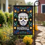 Henkilökohtainen meksikolainen kukka sokerikallo Garden Flag nimi pihalla kuisti sisustus Day of the Dead lahja perheen puutarhanhoito rakastaja