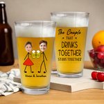 Foto personalizada Retrato Salud Pareja Vaso 16oz con Nombre Cumpleaños Aniversario Regalo para Pareja