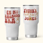 Personalized In My Engaged Era Future Mrs 30oz Name Tumbler with Straw and Brush Engagement Bridal Shower Bachelorette Party Gift for Women