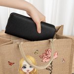 Personalisierte Cartoon-Charakter Jute-Tasche mit Geburtsblume Namen Große Kapazität Tote Bag Muttertag Geburtstag Geschenk für Damen Mädchen