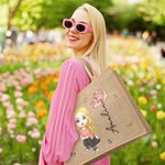 Personalisierte Cartoon-Charakter Jute-Tasche mit Geburtsblume Namen Große Kapazität Tote Bag Muttertag Geburtstag Geschenk für Damen Mädchen