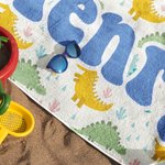 Toalla de playa personalizada con conejito de colores y flores con nombre Cumpleaños Fiesta de verano Regalo para niños