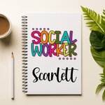 Personlig färgglad socialarbetare A5 spiral anteckningsbok med namn födelsedag kontorsmaterial gåva för arbetare