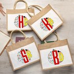Gepersonaliseerde Doodle Monogram Grote Jute boodschappentas met handvat Teacher's Day Appreciation Gift voor lerarenopleiders