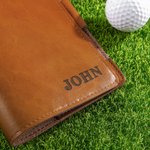 Personlig lomme lær golf scorekort yardage bokholder med gravert navn bursdag spilldag gave til mann golfelsker