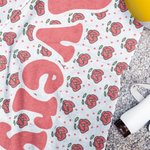 Toalla de playa personalizada con conejito de colores y flores con nombre Cumpleaños Fiesta de verano Regalo para niños