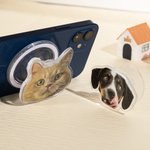 Personalized Cute Pet Portrait Phone Grip Holder Cell Phone Accessories Birthday Gift for Pet Lovers
