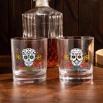 Gepersonaliseerd Mexicaans Suikerschedel 10oz Ouderwets Whiskey Rotsglas met Naam Gotisch Dag van de Doden Cadeau voor Familie Vriend