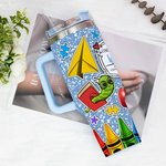 Personalisierte bunte Zusammensetzung Buch Apple Crayon 40oz isolierte Becher mit Namen und Strohhalm zurück zu Schule Wertschätzung Geschenk für Lehrer