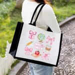 Bolsa grande de lona personalizada con texto Día del Profesor Regalo de agradecimiento para el profesor