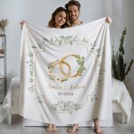 Personlig födelseblomma och födelsebladringar Mjuk pläd med namn och datum Bröllopsdag Heminredning Present till par