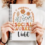 Personlig färgglad socialarbetare A5 spiral anteckningsbok med namn födelsedag kontorsmaterial gåva för arbetare