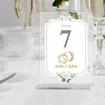 Plaque de Numéro de Table en Acrylique Personnalisée avec Numéro Feuille et Fleur de Naissance et Noms Accessoire de Mariage Cadeau pour Couple Mariés