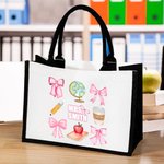 Bolsa grande de lona personalizada con texto Día del Profesor Regalo de agradecimiento para el profesor