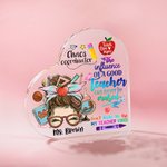 Personalizado Divertido Lápiz de dibujos animados de Apple Enseñar Amor Inspirar acrílico Corazón Placa con nombre Decoración de escritorio Apreciació