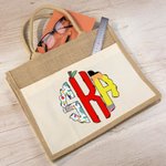 Gepersonaliseerde Doodle Monogram Grote Jute boodschappentas met handvat Teacher's Day Appreciation Gift voor lerarenopleiders
