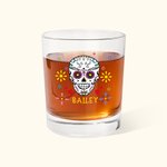 Gepersonaliseerd Mexicaans Suikerschedel 10oz Ouderwets Whiskey Rotsglas met Naam Gotisch Dag van de Doden Cadeau voor Familie Vriend