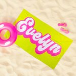 Toalla de playa suave de secado rápido personalizada con nombre Multicolor Retro Fiesta en la playa Accesorios Cumpleaños Verano Regalo para la familia Amigo