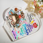 Personalizado Divertido Lápiz de dibujos animados de Apple Enseñar Amor Inspirar acrílico Corazón Placa con nombre Decoración de escritorio Apreciació