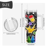 Personalisierte bunte Zusammensetzung Buch Apple Crayon 40oz isolierte Becher mit Namen und Strohhalm zurück zu Schule Wertschätzung Geschenk für Lehrer