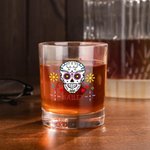 Gepersonaliseerd Mexicaans Suikerschedel 10oz Ouderwets Whiskey Rotsglas met Naam Gotisch Dag van de Doden Cadeau voor Familie Vriend
