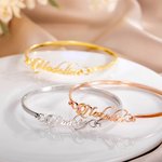 Personalisierte Minimalist Name Armreif Stilvolle Schmuck Geburtstag Jahrestag Hochzeit Geschenk für Frauen