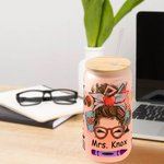 Vaso de Vidrio Esmerilado de 20oz Personalizado Divertido Lápiz de Caricatura de Mujer Manzana Tema de Maestra con Nombre Apreciación Regalo de Regres