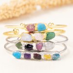 Personnalisé 1-5 cristal brut Birthstones Bracelet ajustable pour la famille Cadeau de fête des mères et d'anniversaire pour les femmes