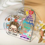 Personalizado Divertido Lápiz de dibujos animados de Apple Enseñar Amor Inspirar acrílico Corazón Placa con nombre Decoración de escritorio Apreciació