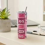 Vaso personalizado con nombre y pajita rosa 3D inflado Letra Caduceo Elementos médicos 20oz Graduación Apreciación Regalo para enfermera