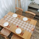 Chemin de Table à Pompons en Lin Personnalisé avec Texte Décoration de Maison Cadeau Halloween Thanksgiving pour Famille