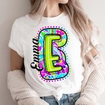 Personalised Colourful Bright Paisley Style Unisex T-Shirt Sweatshirt with Name Initial Back to School Appreciation Gift for Teacher