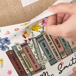 Personalized Wildflowers Book Design Jute Tote Bag with Name and Book Title Back to School Birthday Gift for Teacher Reading Lover