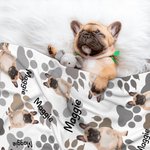 Personalised Cat Dog Pet Photo Paw Print Soft Pet Throw Blanket with Name Birthday Home Decoration Gift for Pet Lover
