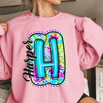 Personalised Colourful Bright Paisley Style Unisex T-Shirt Sweatshirt with Name Initial Back to School Appreciation Gift for Teacher