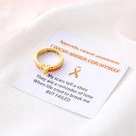 Henkilökohtainen minä Wear for Myself Heart Birthstone nauha sormus kaiverrettu nimi ja Affirmation Card Cancer Awareness Survivor lahja naisille