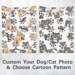 Personalised Cat Dog Pet Photo Paw Print Soft Pet Throw Blanket with Name Birthday Home Decoration Gift for Pet Lover