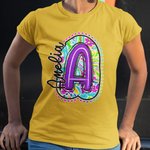 Personalised Colourful Bright Paisley Style Unisex T-Shirt Sweatshirt with Name Initial Back to School Appreciation Gift for Teacher
