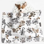 Personalised Cat Dog Pet Photo Paw Print Soft Pet Throw Blanket with Name Birthday Home Decoration Gift for Pet Lover