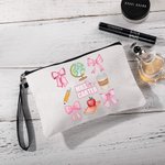 Henkilökohtainen Coquette Bow kynä Apple Globe Kannettava pellava Wristlet Makeup Bag nimi takaisin kouluun arvostus lahja opettajalle