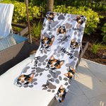 Personligt husdjursfoto med tassavtryck Snabbtorkande strandhandduk med namn Strandtillbehör Semestergåva för katt- och hundälskare